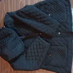 Gallery Woman Quilted Puffer Black Coat with Pockets and Removable Hood 2X